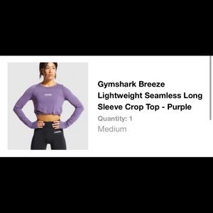 Never worn (tags on) Gymshark Breeze Lightweight Seamless Long Sleeve Crop Top